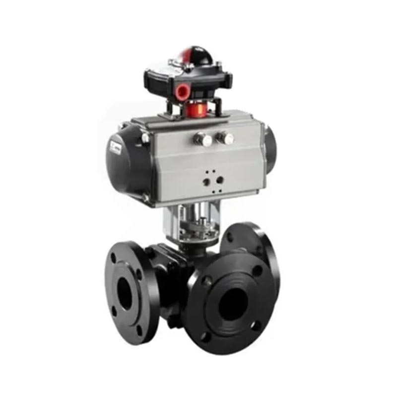Stainless Steel Threaded Three-way Pneumatic Ball Valve
